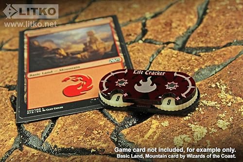 Miniatura 2 de LITKO Rueda de contador Life  Dial de seguimiento de puntos  0-99  Compatible con Magic The Gathering  Mountain (rojo)