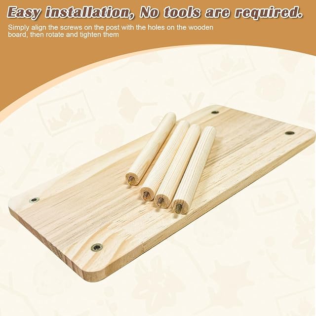 Foto 5 de 7 de Tmefoy Plataforma de hámster de madera, plataforma de escalada de 25 x 14 cm, accesorio para jaula de hámster