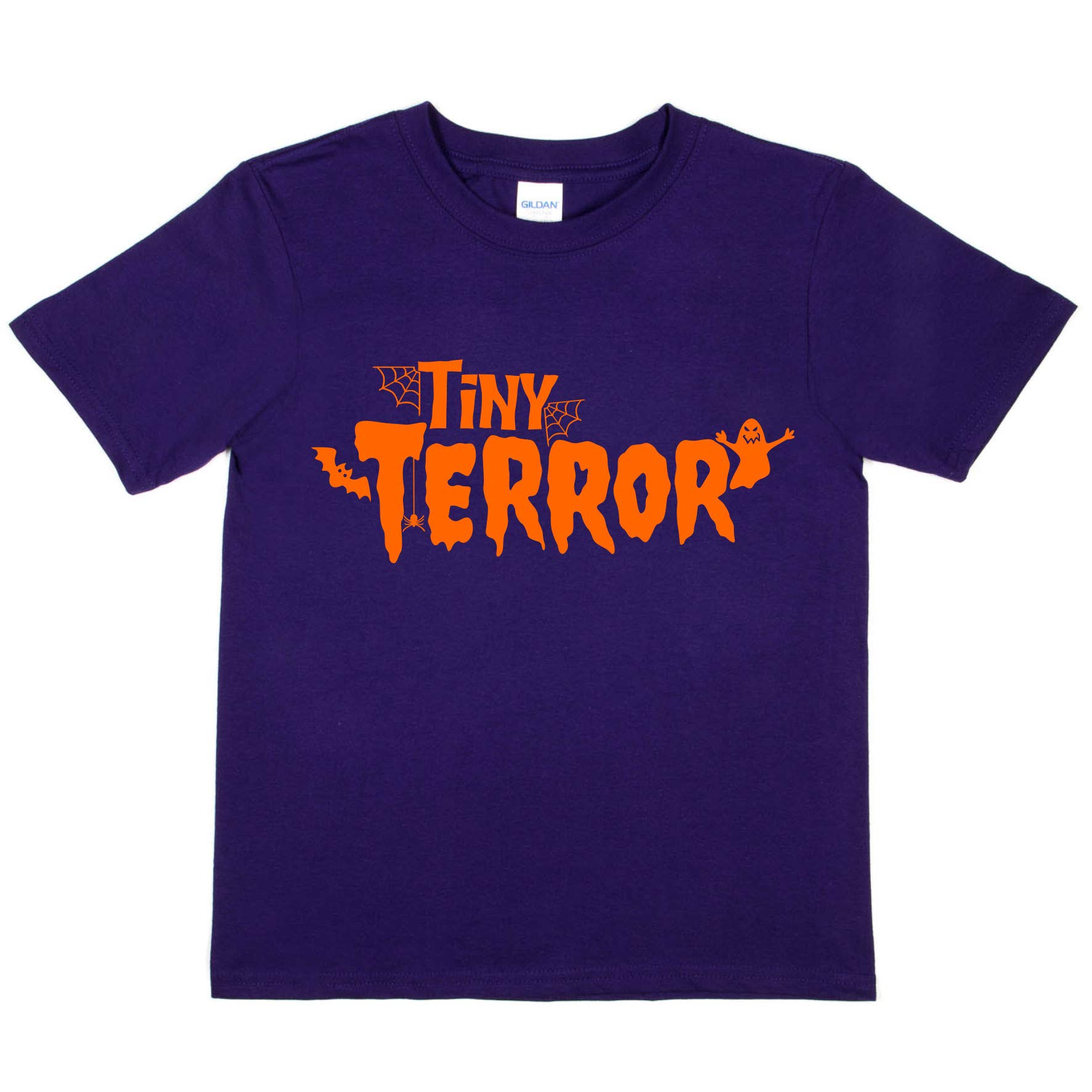 Print4U Kids T-Shirt Halloween Tiny Terror Spooky Scary Age 3-4 Purple