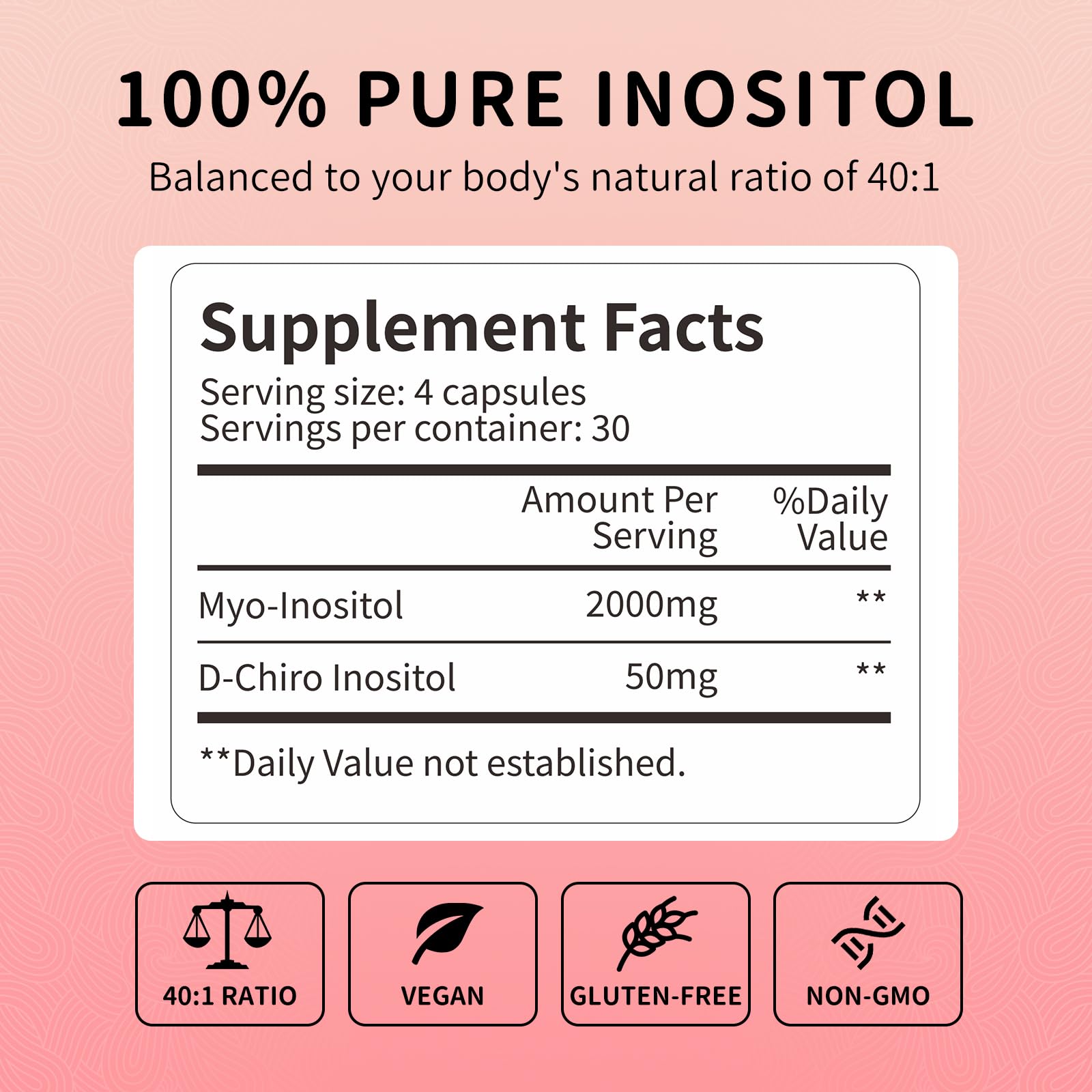 Myo-Inositol & D-Chiro Inositol (40:1 Ratio) - Support Hormone Balance, Fertility & Ovarian Health - 120 Vegan Capsules, 30-Day Starter Pack — Amazon image 3
