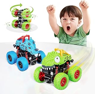 SYHLN Dinosaur Toys for 2 3 4 5 Year Old Boys Gifts, Pull Back Vehicles Toys Monster Truck for Toddler Boys Toys Age 2-4-6, Dino Cars Dinosaur Toys for Kids 3-5 Year Old Boy Christmas Birthday Gifts