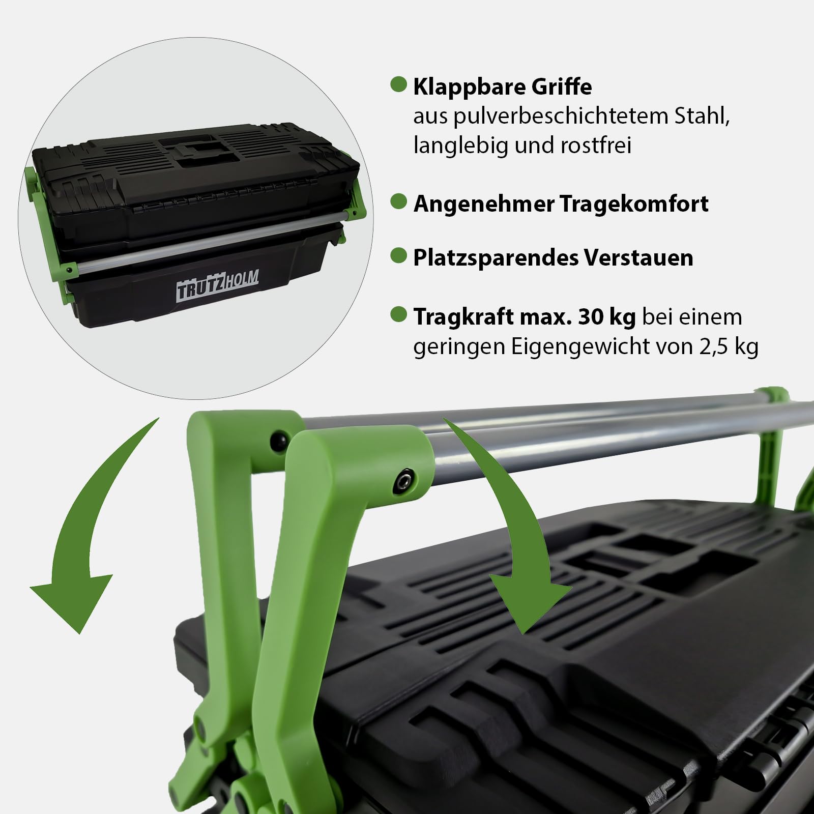TRUTZHOLM Werkzeugkiste Werkzeugbox Werkzeugkoffer Werkzeugkasten Werkstattkiste Toolbox Organizer für Kleinteile Mehrzweckkoffer leer ca. 48x24x21 cm Aufbewahrungsbox