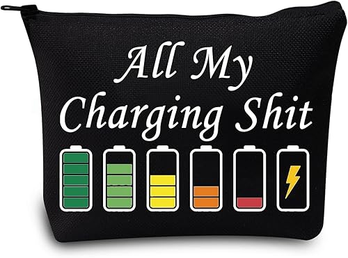 LEVLO Bolsa de accesorios de viaje para electrónica de viaje, cargadores de regalo, regalo de todos mis cargadores de carga, Bolsa de maquillaje de