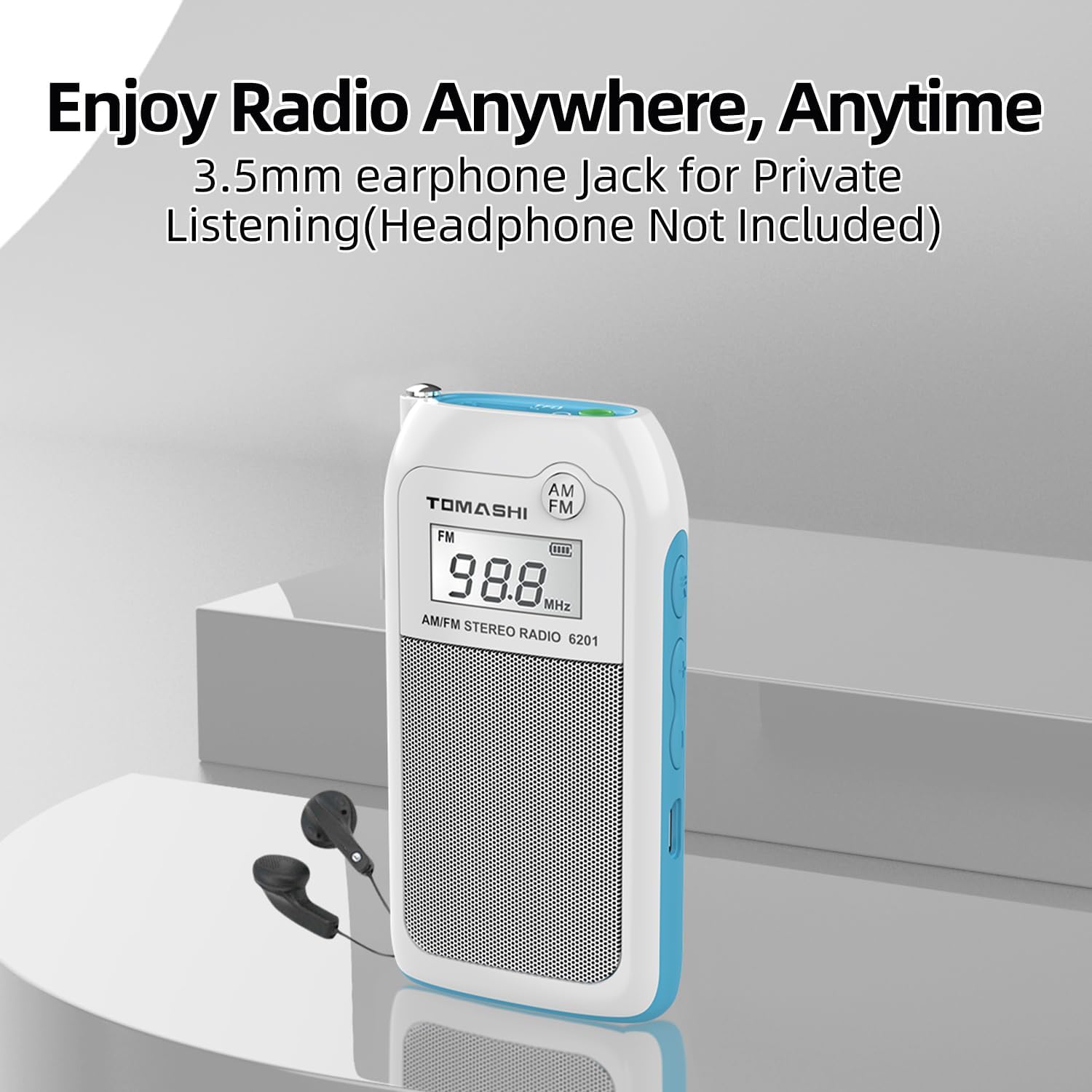 TOMASHI Portable AM FM Auto Scan Radio, USB-C Rechargeable Pocket Radio 6 71tiX4kmTmL. AC SL1500