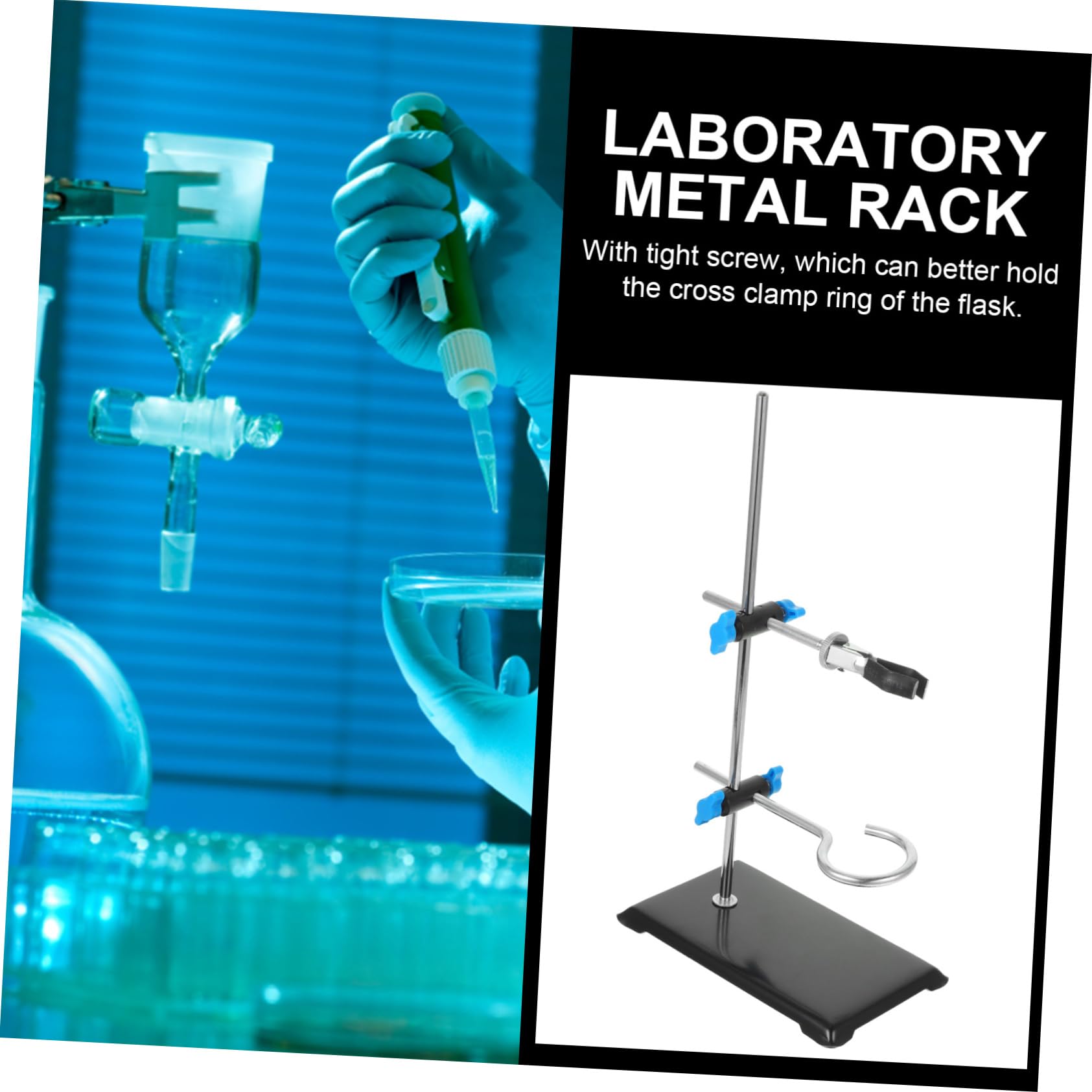 HOMOCONO Laboratory Stand Set 1pc Retort Stand Support Rod Kit for Laboratory Equipment 30cm High Sturdy Metalware Random Style