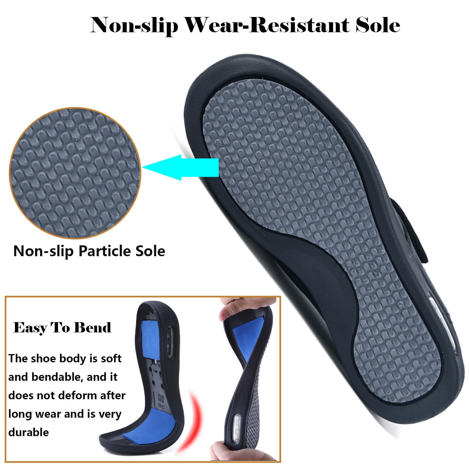 bumuam Scarpe Uomo Pelle per Diabetici Extra Larghe Scarpe Ortopediche Uomo Sneakers in Pelle Regolabili Largo Comfort per Piedi Gonfi Scarpe