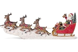 Transpac Y3954 Imports Reindeer Santa Sleigh Figurine