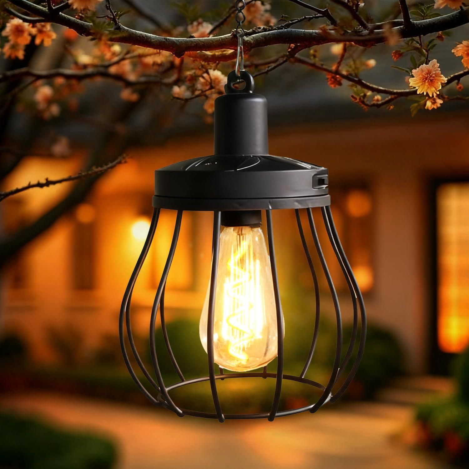 Solar Lantern Outdoor Hanging Lights Upgraded Edison Bulb Design Waterproof LED Lighting Metal Solar Powered Lanterns for Women Mom Grandma for Yard Garden Decor Gifts