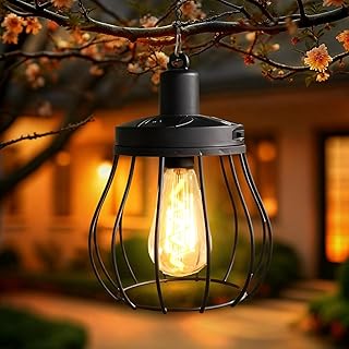 Solar Lantern Outdoor Hanging Lights Upgraded Edison Bulb Design Waterpr...
