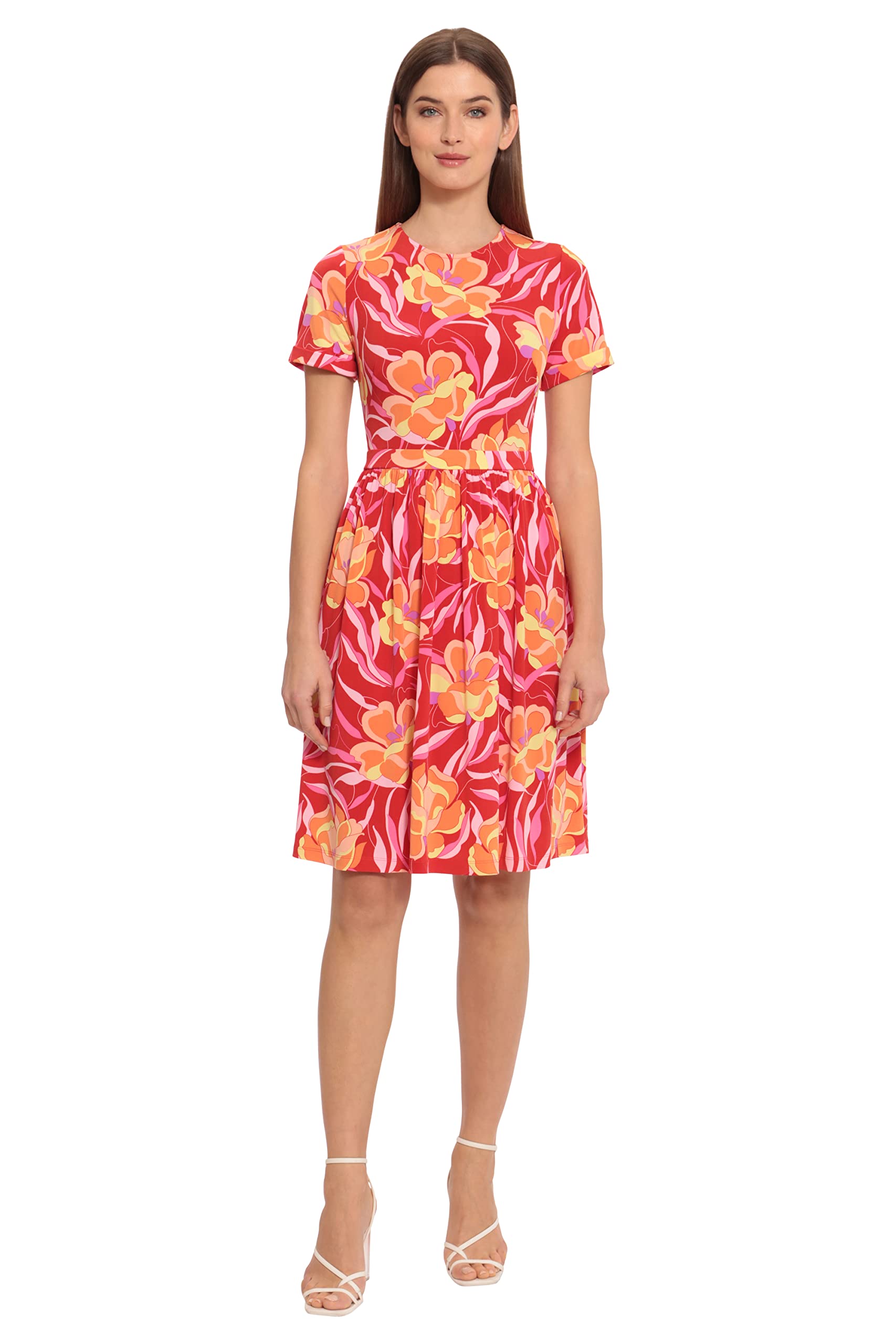 Maggy London Womens Short Sleeve Matte Jersey Dress Career Workwear Office Occasion Event Guest of