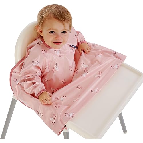 BIBaDO Mess Proof Baby Feeding Bibs, Long Sleeve Weaning Essential 6 to 36 Months Toddler Bib, Waterproof, Machine Washable