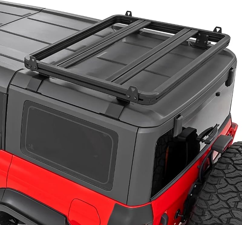 Portaequipajes de medio techo para Ford Bronco de 4 puertas (2021–2026) - Portaequipajes de aluminio con barras transversales de ranura en T, carga de 600 lb, almacenamiento en el techo
