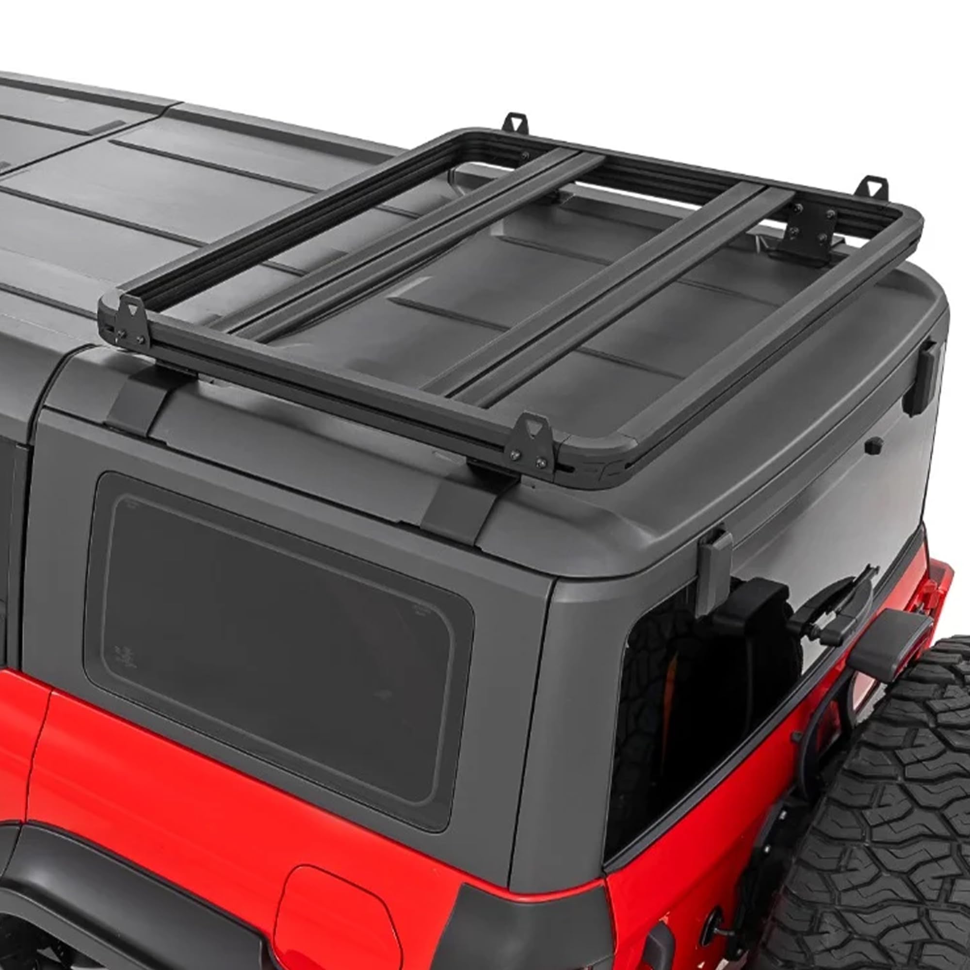 Rough Country Half Roof Rack for Ford Bronco 4-Door (2021–2026) - Aluminum Cargo Carrier with T-Slot Crossbars, 600 lb Load, Overland Roof Storage