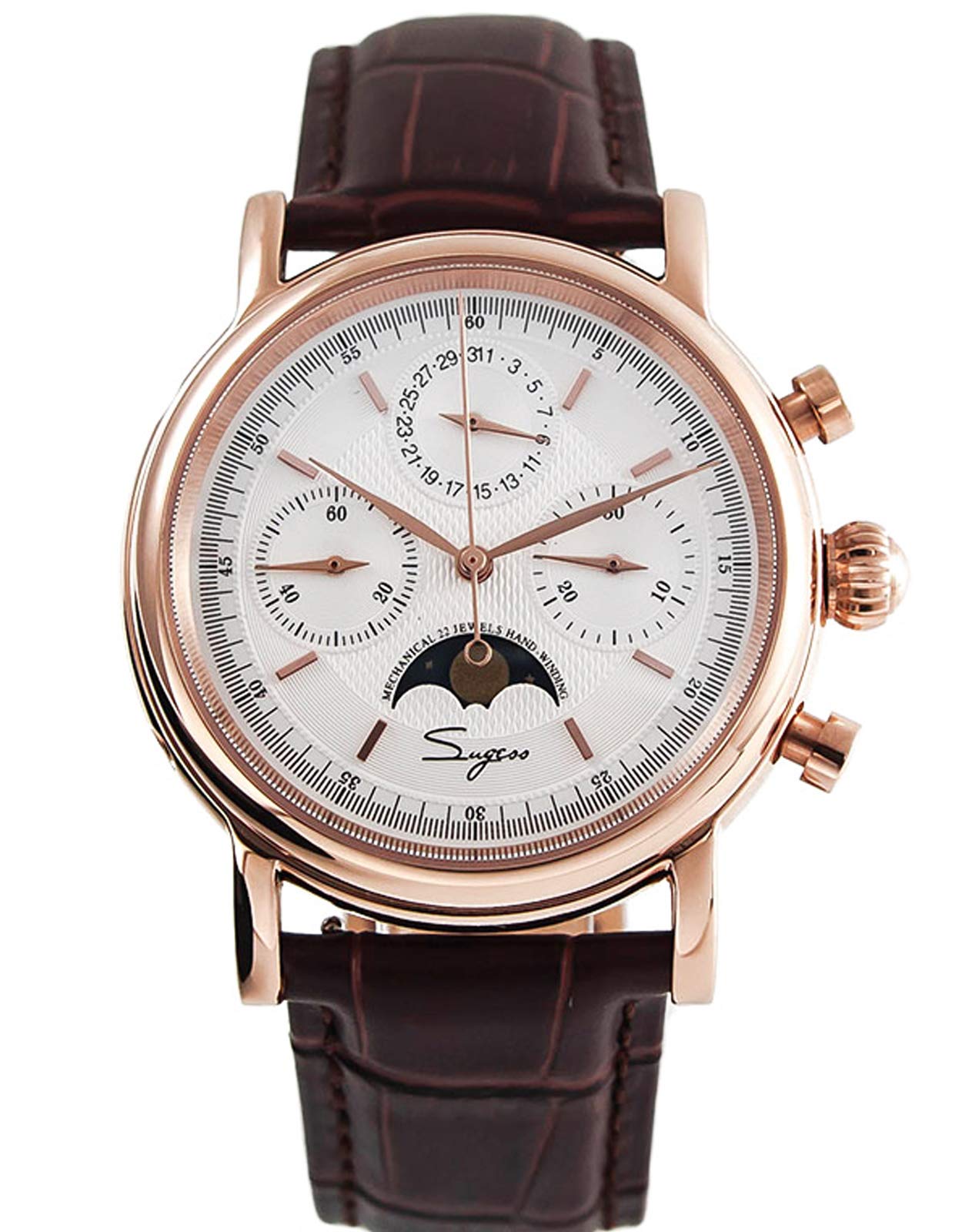 SU1908GW MoonPhase Master Seagull ST1908 Movement Sapphire Crystal Men's Chronograph Mechanical Watch 1963