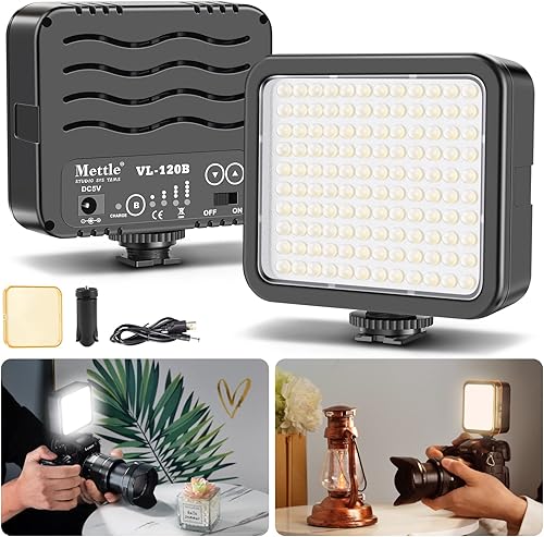 Mettlelite VL120B - Luz de video LED para fotografía, iluminación portátil de salida continua bicolor para DSLR y estudio de video, luz de estudio