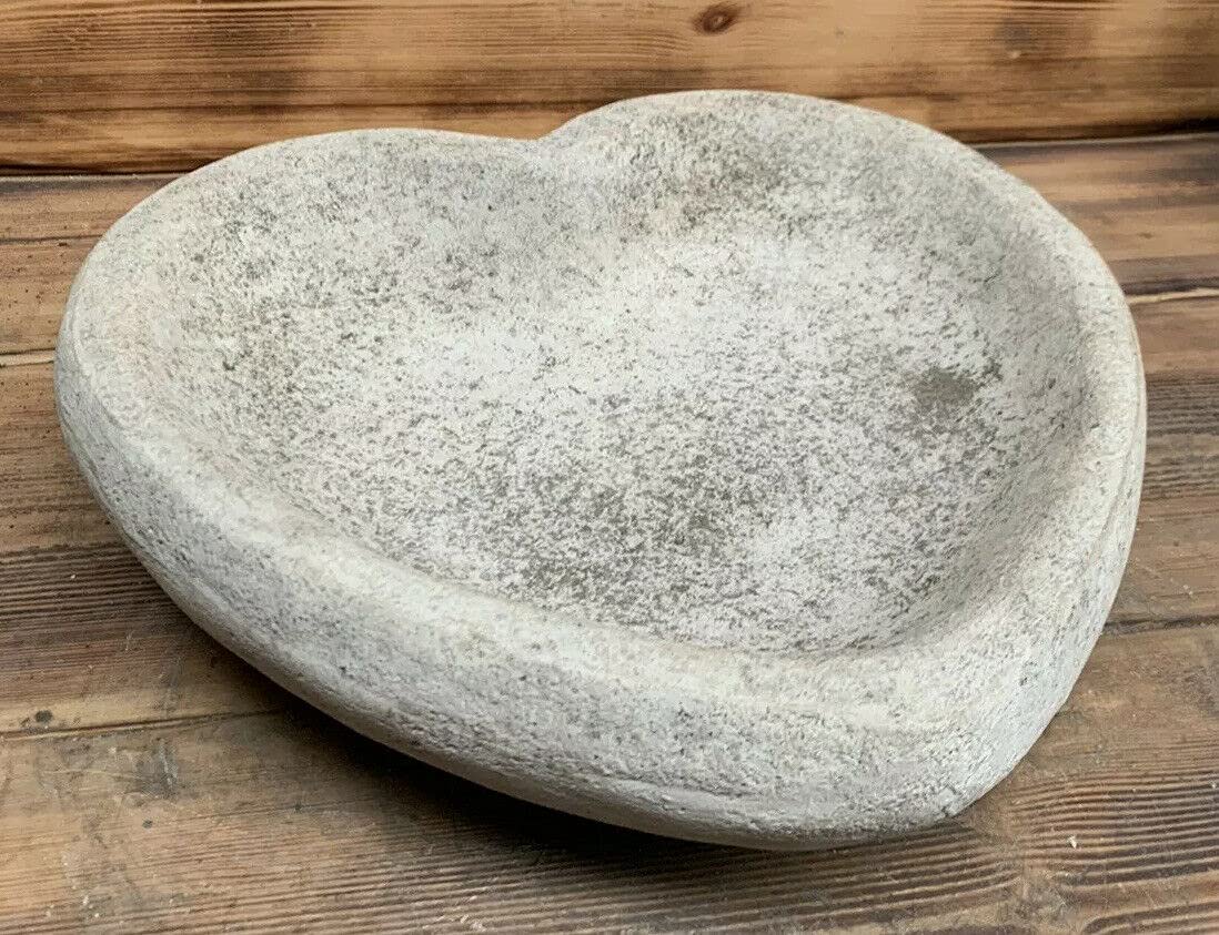 J And L Stone Ornaments Grey Stone Garden Bird Bath Bowl Love Heart Ornament Bird Bath Top Only