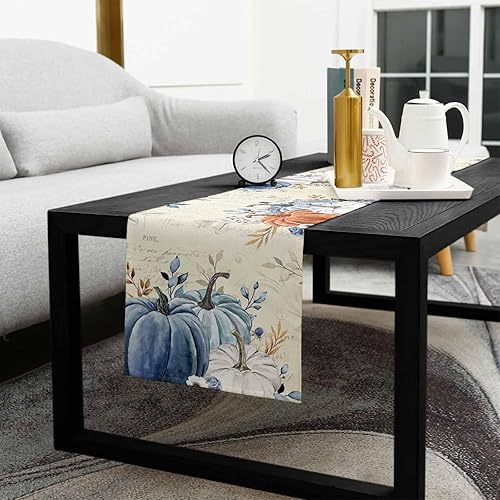 Miniatura 5 de Camino de mesa de otoño de 72 pulgadas de largo, calabazas de acuarela, camino de mesa de Acción de Gracias para cocina, comedor, caminos de mesa de