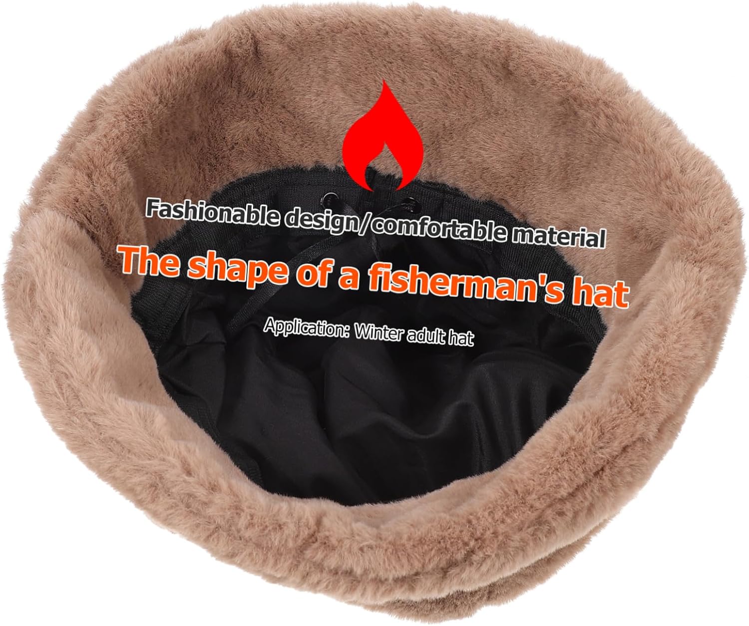 Fisherman's Hat Plush Hat Little Bear Ears Hat Bucket Hat Ladies Warm Hat Warm Plush Hat Warm
