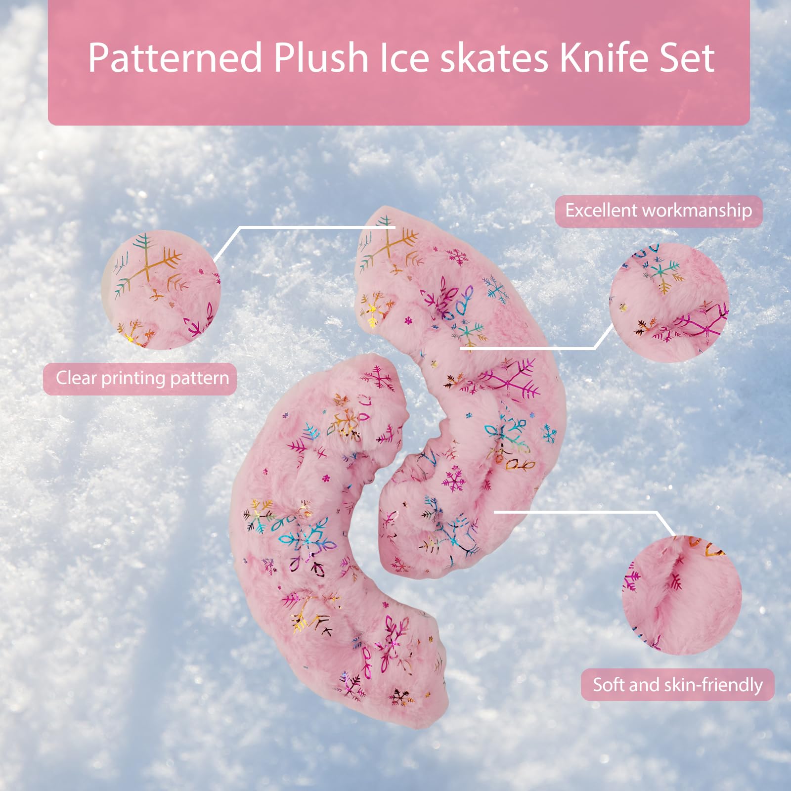 LIUHUO Skating Blade Cover Winter Skating Protective Gear Snowflake Pattern Skating Blade Protective Girls