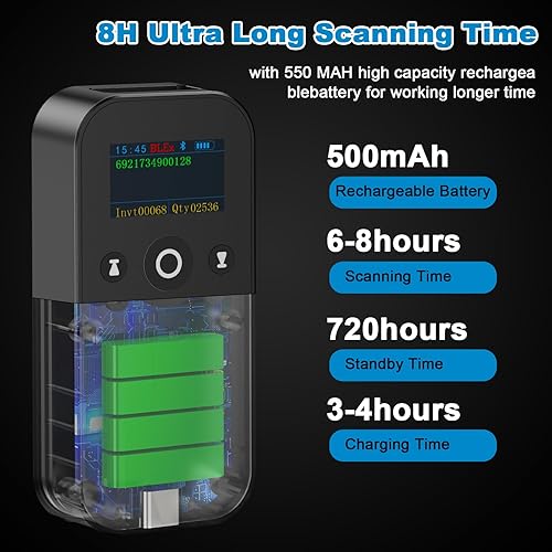 Miniatura 2 de Escáner de código de barras Bluetooth portátil 1D USB Lector de códigos de barras 3 en 1 Bluetooth y USB con cable y lector de código de barras