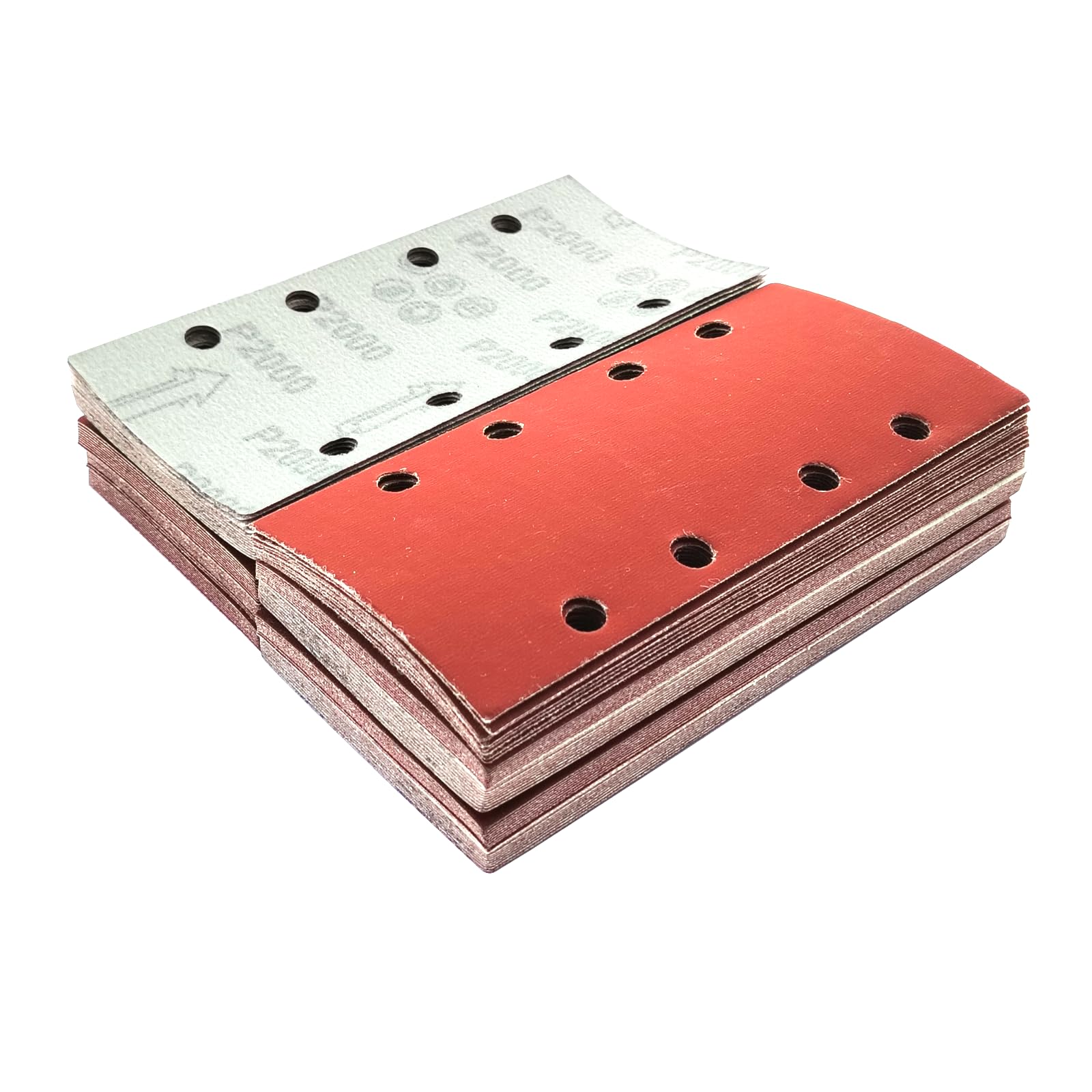 Wanmutrun Rectangular Detail Sandpaper 100Pcs Sander Pads 93x185MM Grit 2000 8Hole Sanding Sheets for Electric Sander Hook and Loop Sanding Pads