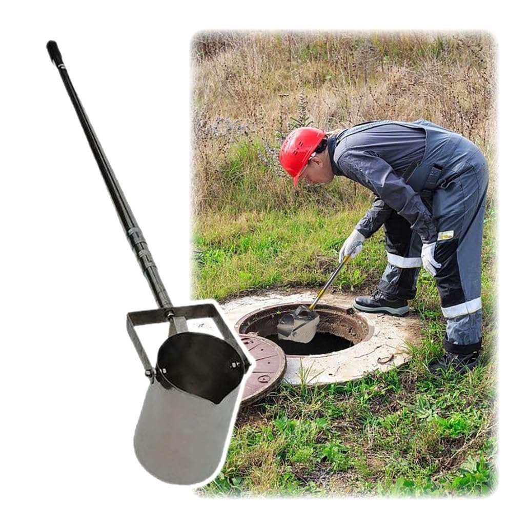 Teleskop-Wasserprobenentnahmeset aus Edelstahl – abnehmbarer Löffel for die Probenentnahme von Flüssigkeiten in verschiedenen Umgebungen | 1000ML,1.11-3.0m(3.6-9.8ft)