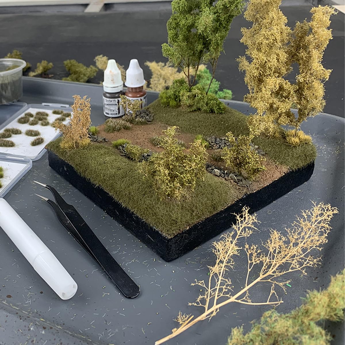Coffret d'arbres en mousse de mer, matériaux pour maquettes, buissons miniatures avec branches pour diorama, bricolage, aménagement paysager