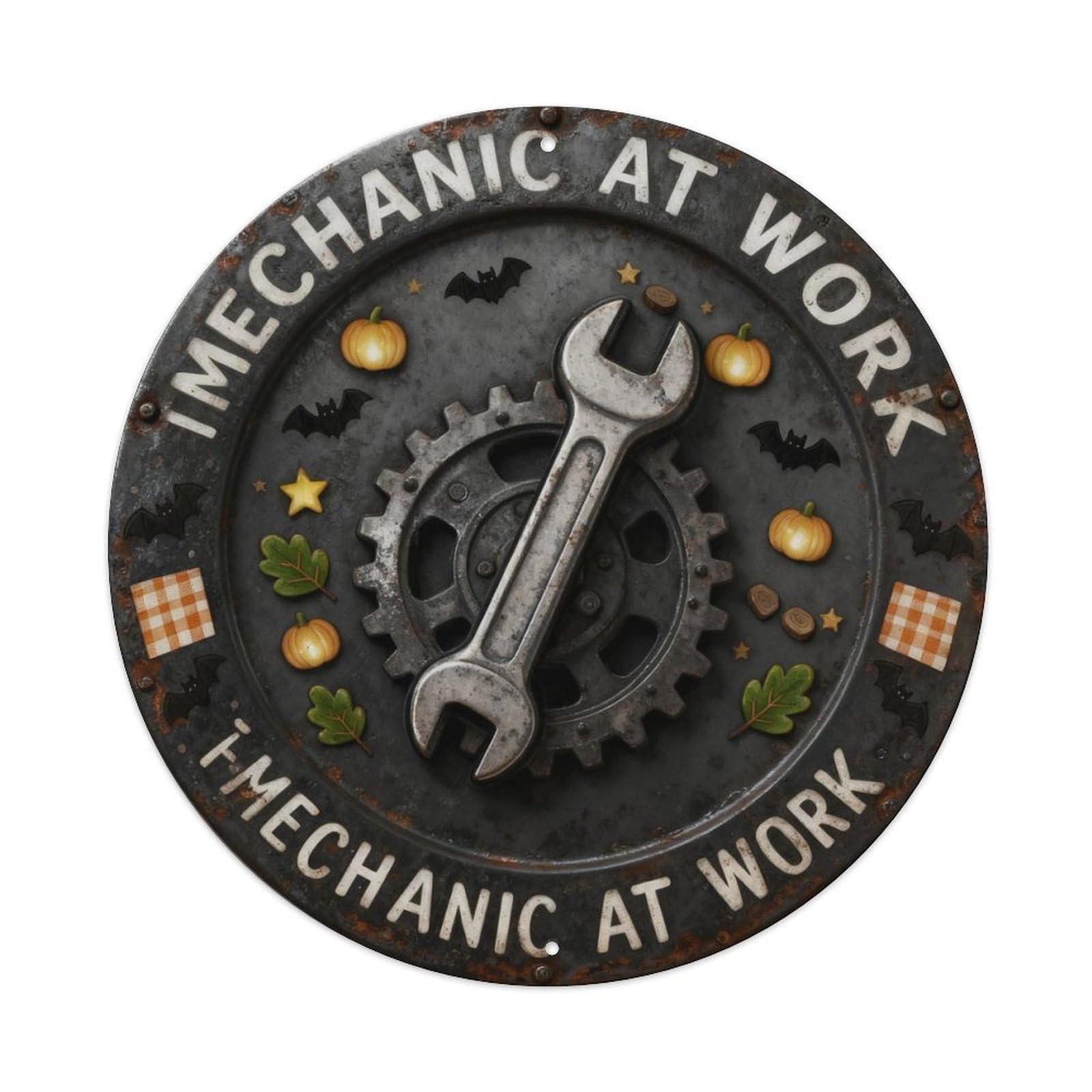 Mechanic At Work Metal Tin Sign Plaque