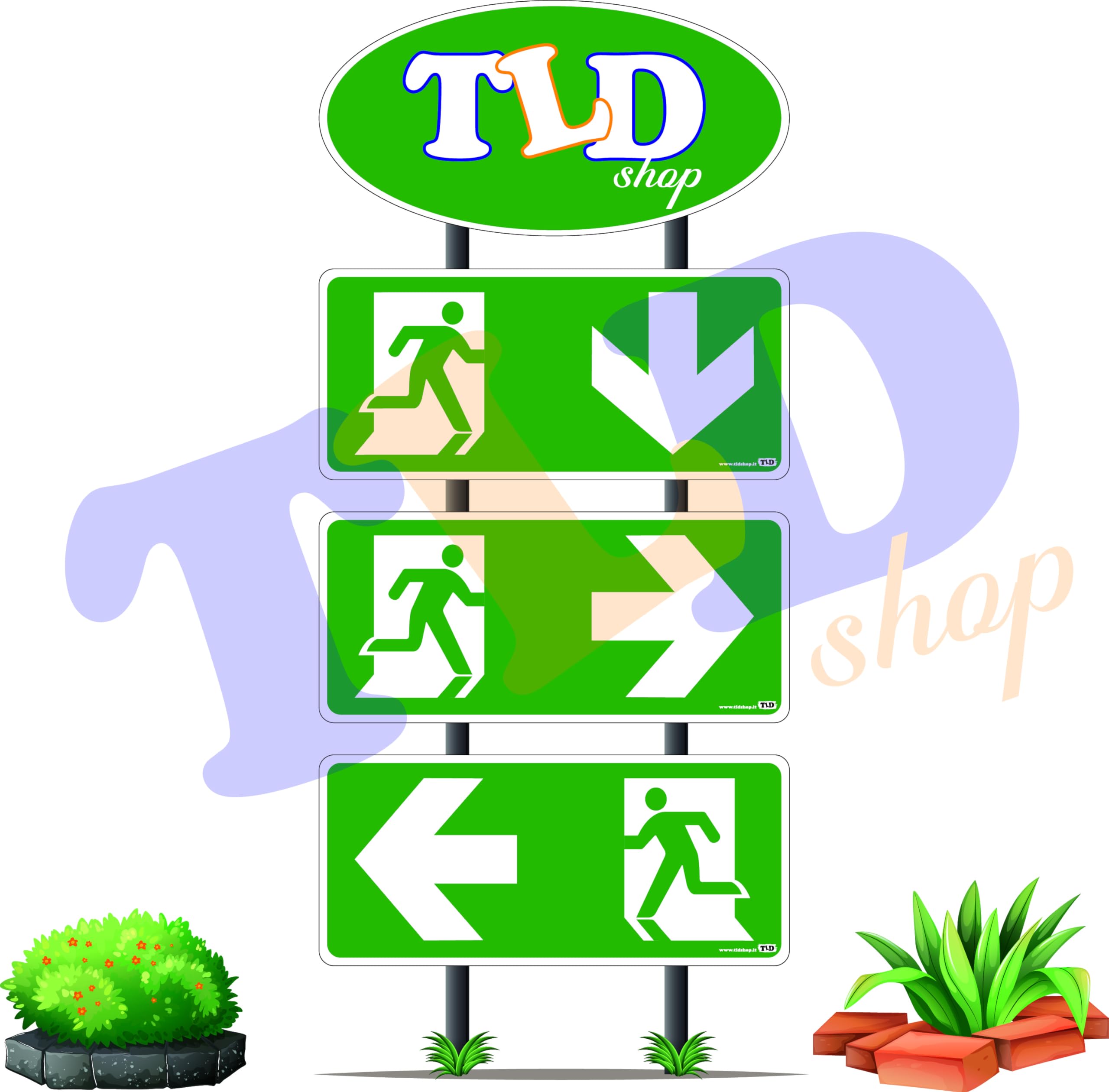 TLDSHOP® - 4 Pezzi Uscita di Emergenza - PVC Adesivo - Resistente per Esterno e Interno (Cm 29x13) - USCITA DI EMERGENZA - FRECCIA: (a SINISTRA)