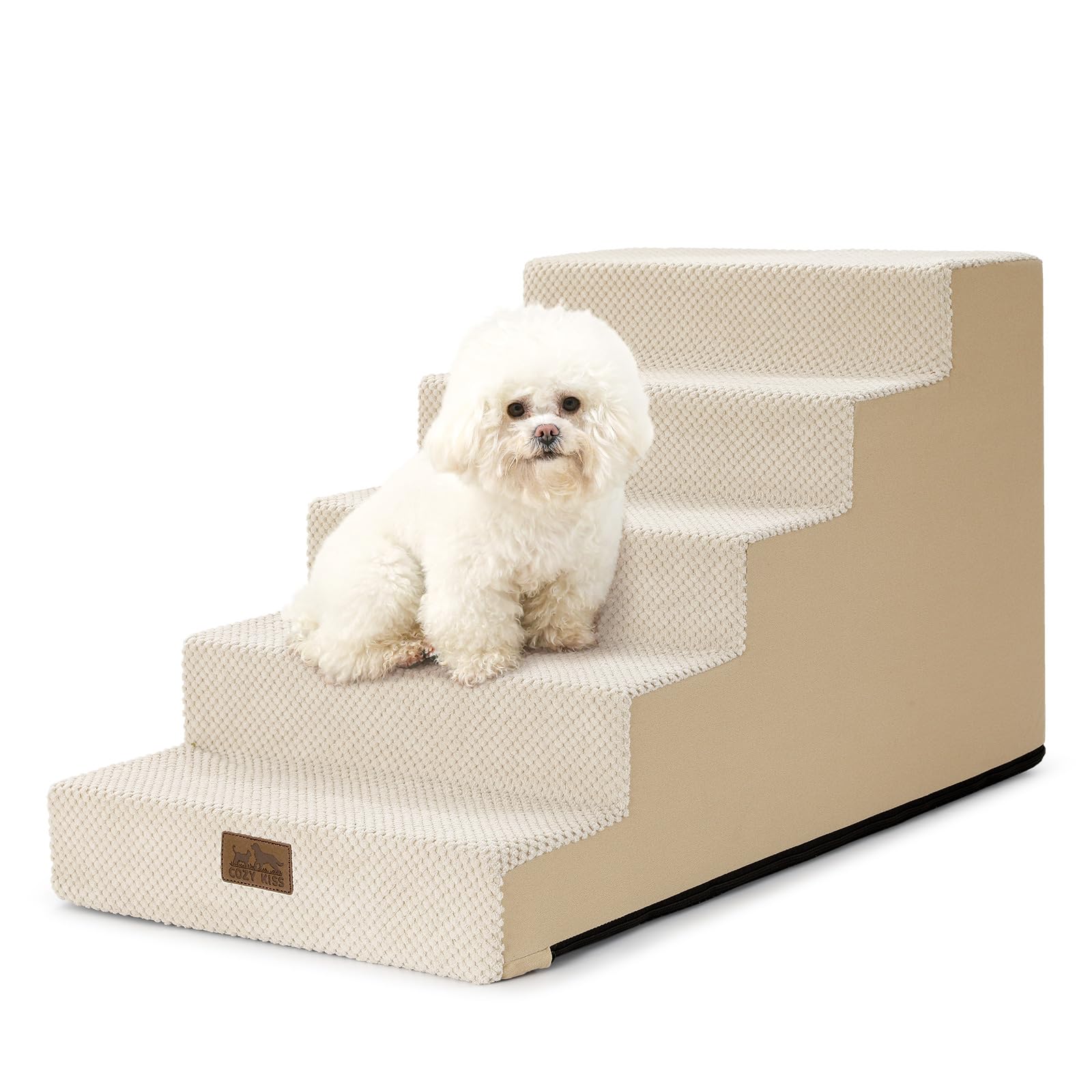 COZY KISS Dog Stairs for Small Dogs, 5 Step Pet Stairs for Beds &amp; Couches