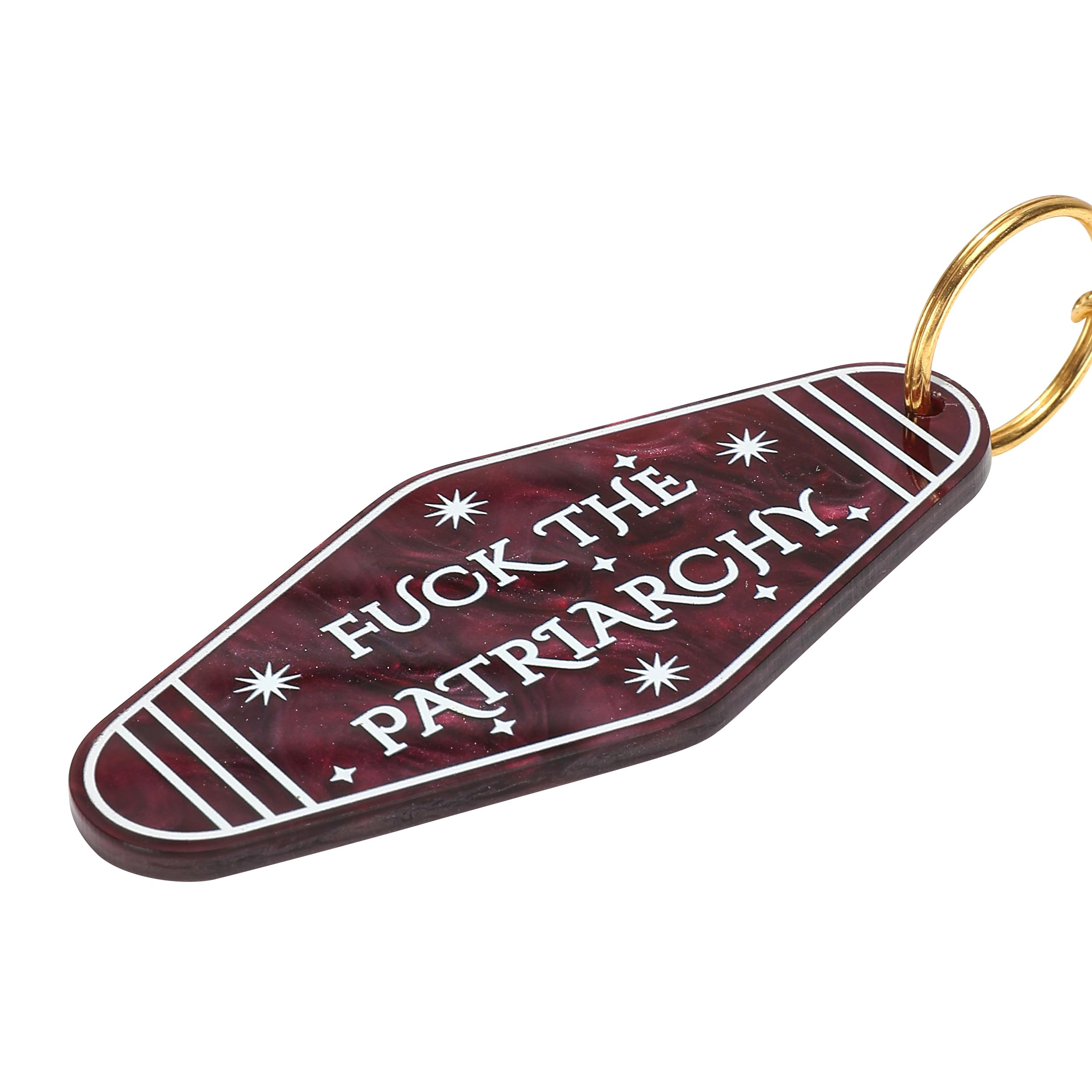 Asvp Shop Women's Crimson Red Fuck The Patriarchy Feminist Keychain, Motel Keychain, Retro Keychain, Empowerment (Crimson Red)