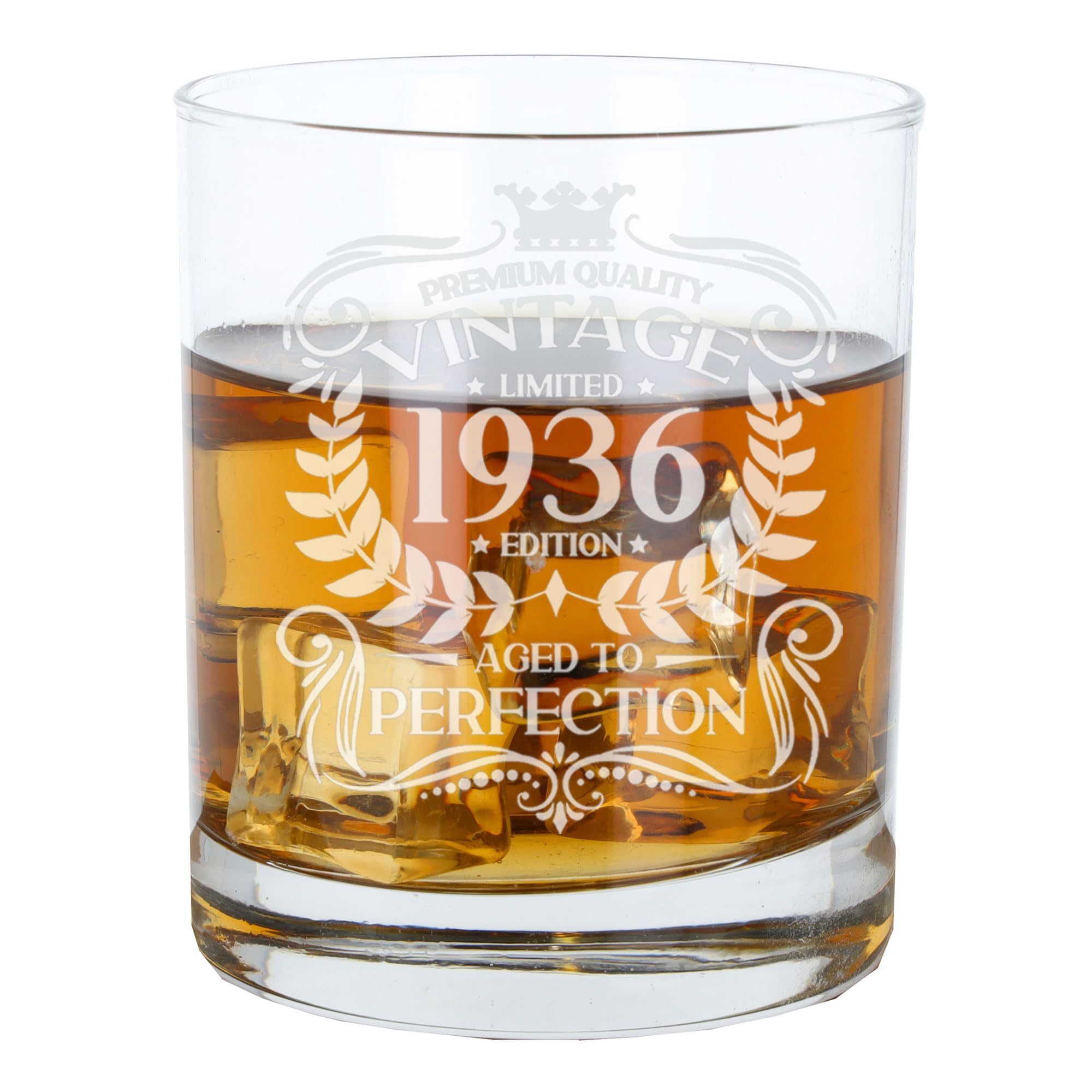 Always Looking Good 90th Birthday Gift for Men Vintage 1936 Aged to Perfection Engraved Whiskey Glass Present for 90 Year Old Etched Whisky Bourbon Scotch Lowball Tumbler Glasses