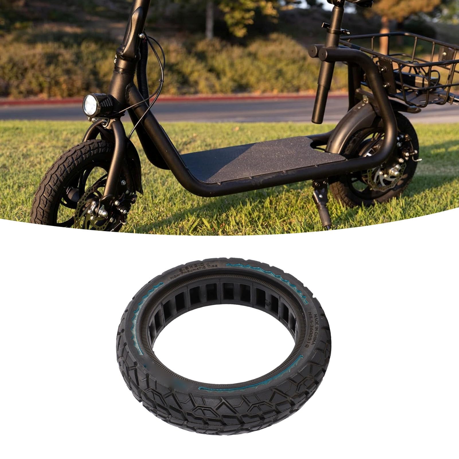 Luocute Pneu Solide Tout-terrain, 8,5 X 2,0 50/75-6,1 en Caoutchouc Creux, Pneu sans Chambre à Air Résistant aux Chocs pour Scooter électrique (BLUE)