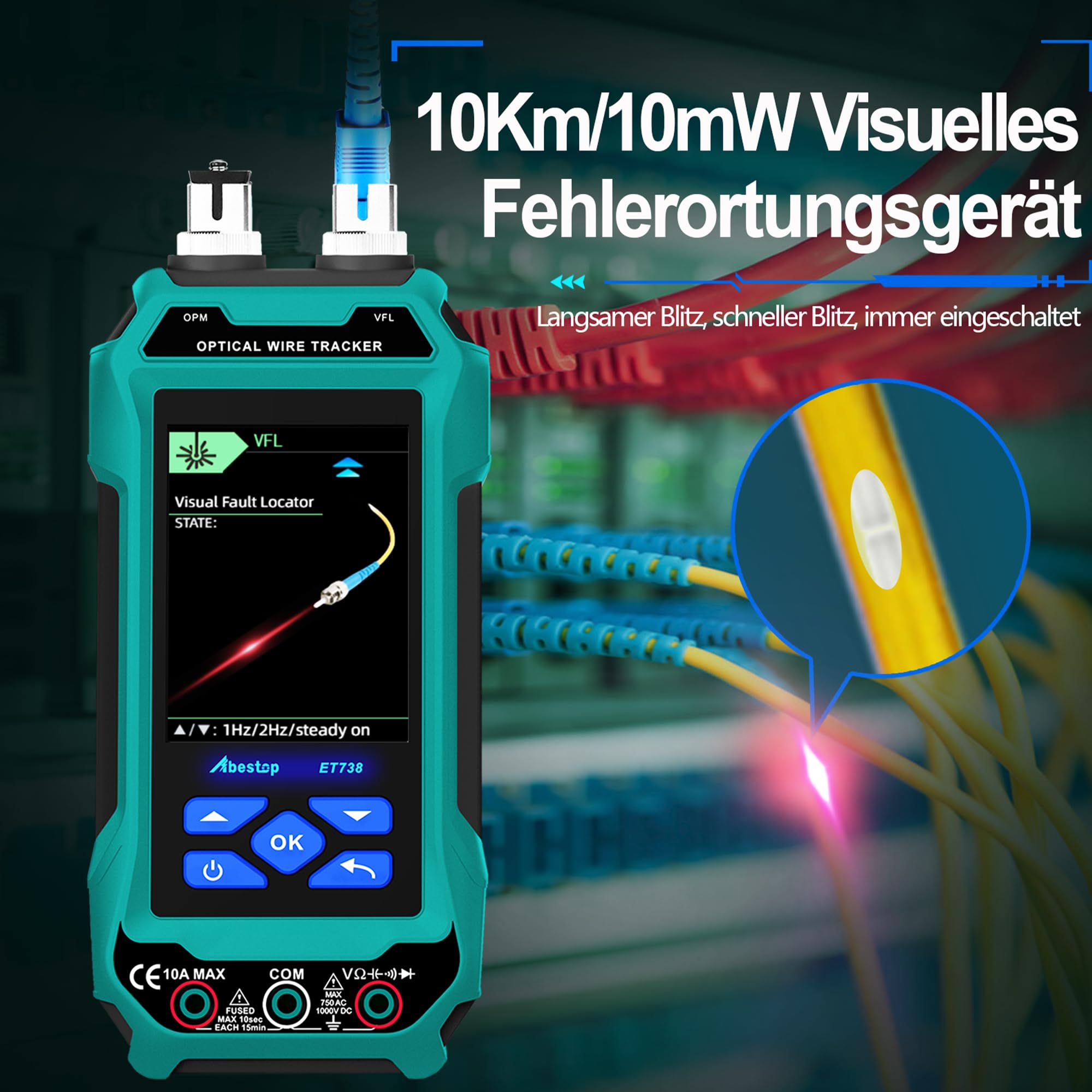 ET738 Netzwerk Kabeltester mit Digital Multimeter Mehrere Funktionen PoE Funktion Optische Kabel Meter Tracer Kabellängenmessung
