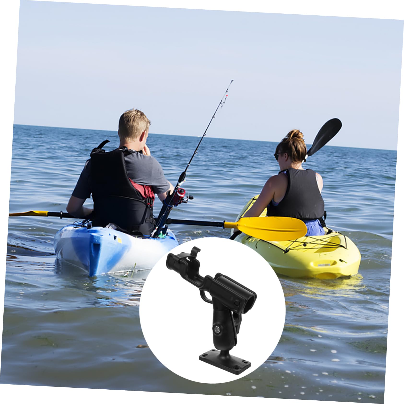 HANABASS Portacanne per Kayak in Nylon Nero Base Rotante a 360 Gradi, Supporto Stabile Anti-scivolo per Canne da Pesca, per Attività di Pesca in Kayak