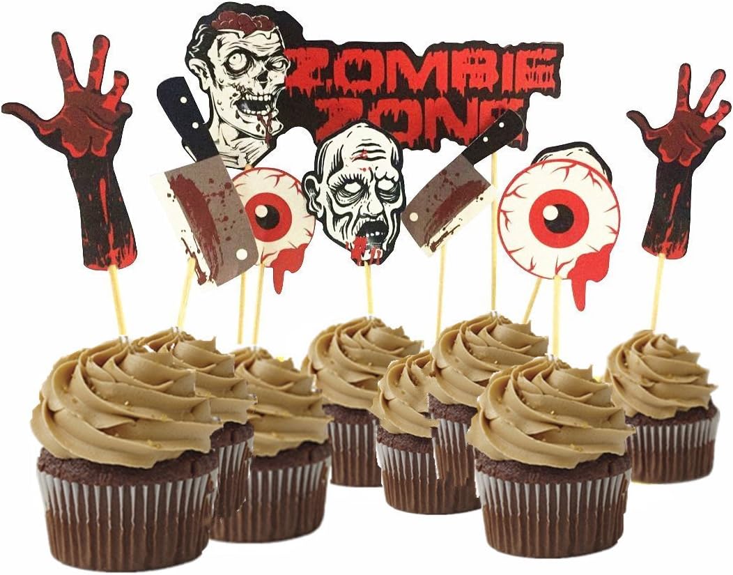 9pcs Scary Halloween Party Bloody Zombie Cupcake Toppers Cake Picks Table Dish Decoration