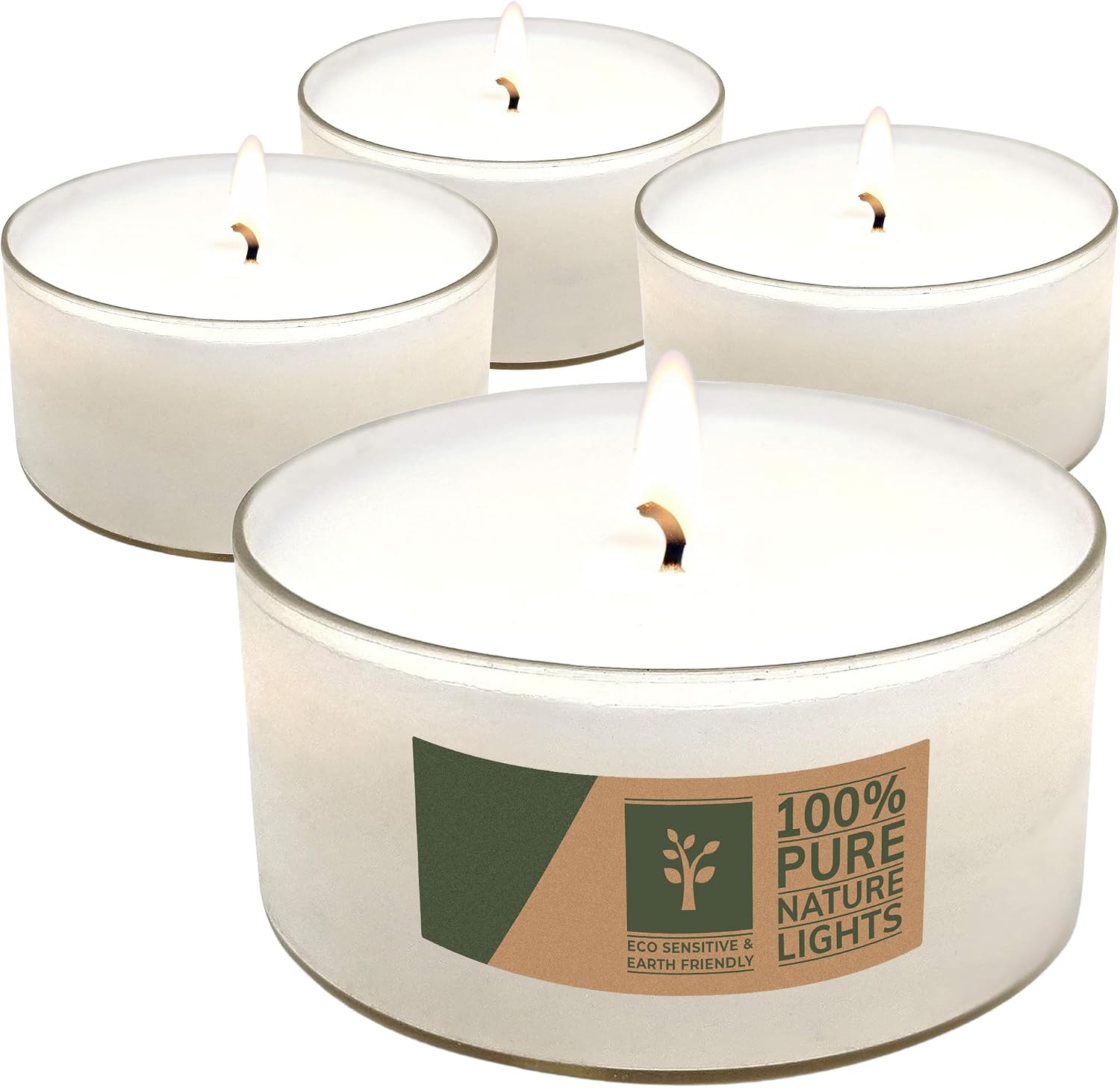 Hyoola Pure Jumbo Tealight Candles - 100% Natural, Non Toxic, Unscented - 10 Hour Burn Time - 8 Pack