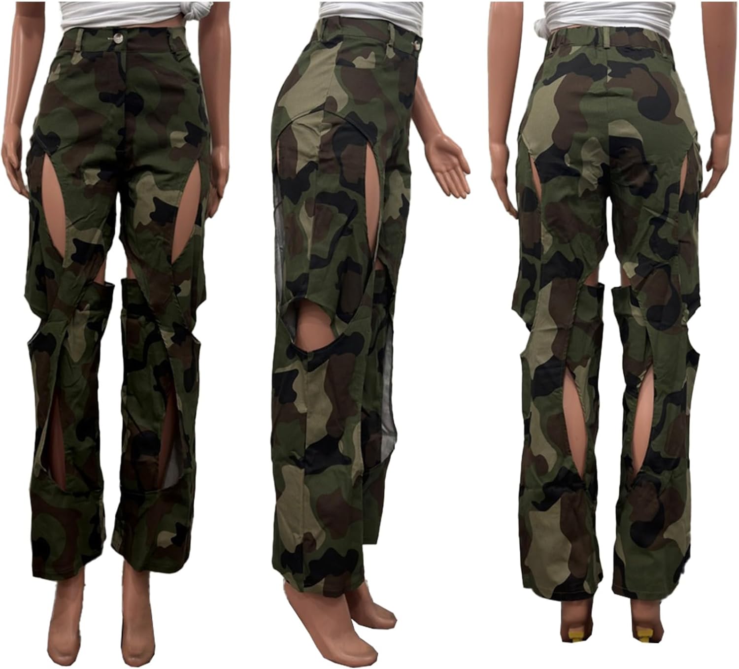 YOOTIKO Womens Camo Cargo Pants High Waisted Army Fatigue Straight Leg Camouflage Trouser Streetwear - Image 5