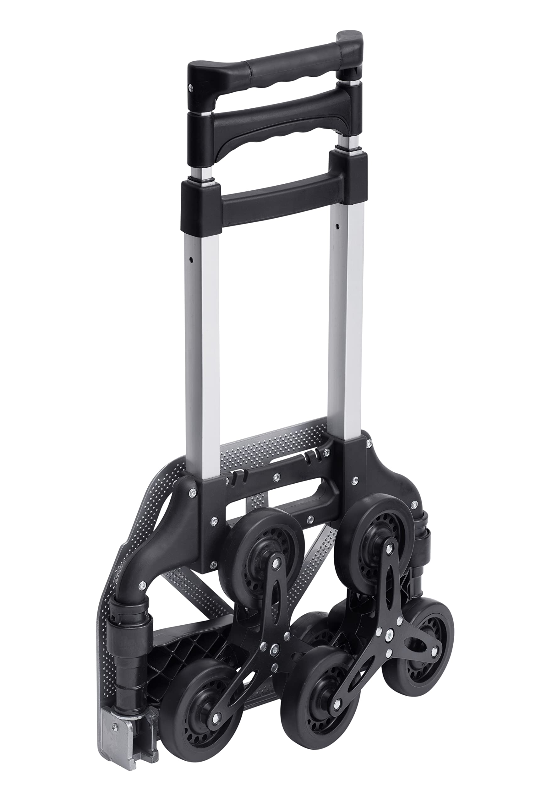 Meister 8985840 - Carretilla de Mano para escalones (80 kg, 3 x 3 escaleras, Plegable, Incluye Ruedas, Mango Ajustable en Tres Alturas, de Aluminio)