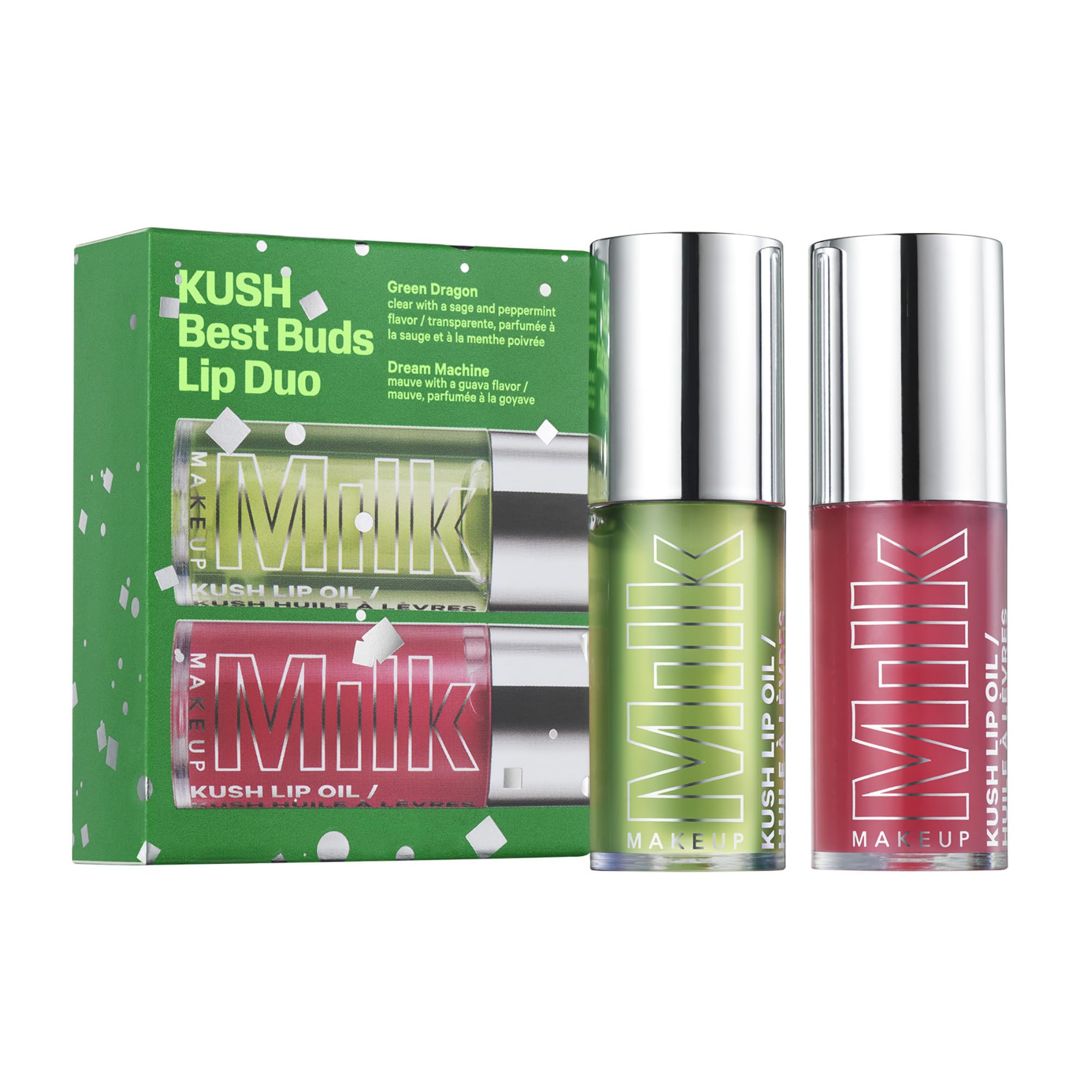 Milk Makeup KUSH Best Buds Lip Duo - Hydrating Lip Oil Set - Includes 2 Tints: Green Dragon + Dream Machine - Lightweight, Non Greasy, Non Sticky - Vegan, Cruelty Free