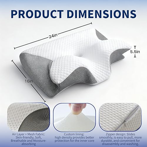 Miniatura 7 de Almohada cervical mejorada 2025, almohada neckhaven serie hospitality, almohada cervical ergonómica con funda de enfriamiento, diseñada para aliviar