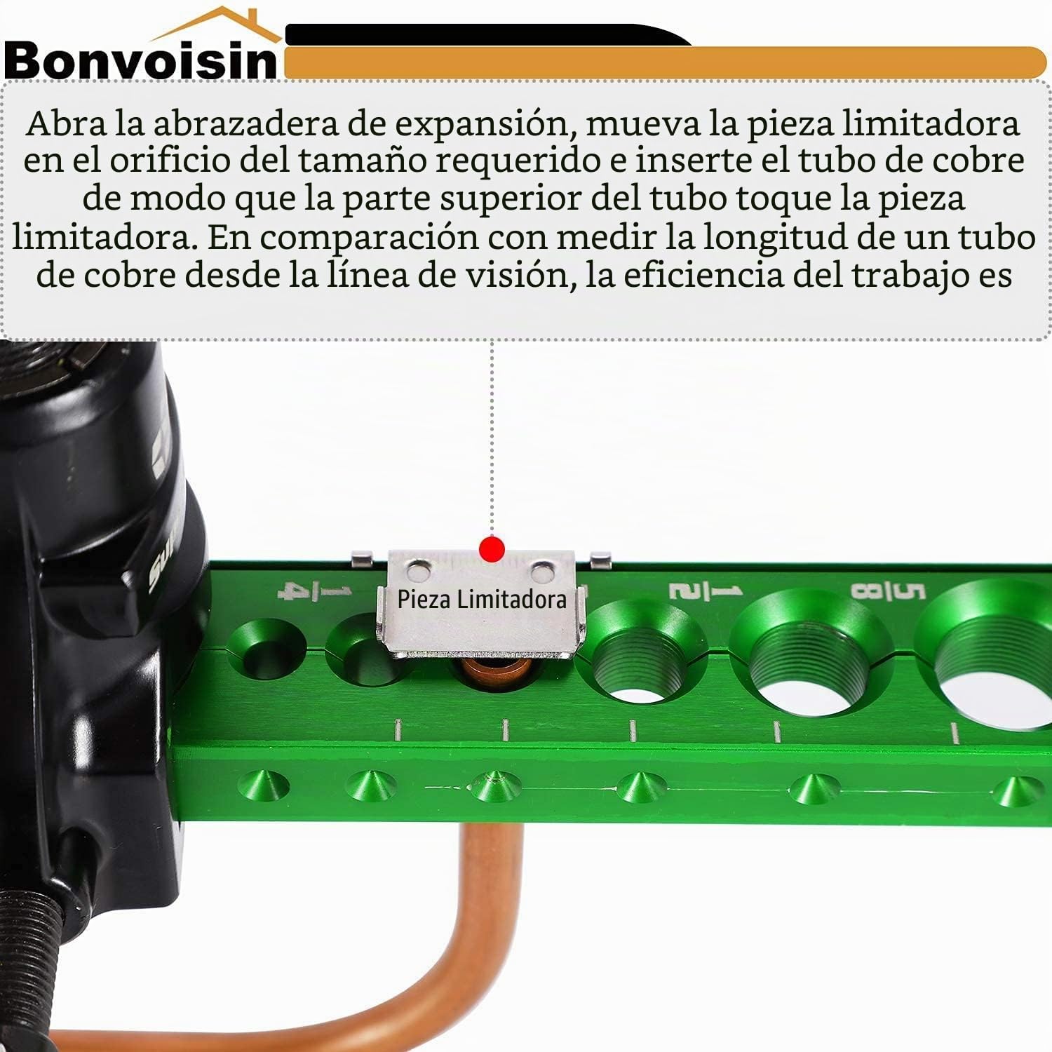 Bonvoisin Juego Abocardador Aire Acondicionado 1/4"-3/4", con 6 Tamaños Compatibles, Excéntrico de 45°, para Tuberías de Aire Acondicionado, Agua, Combustible, Freno (Kit 5 en 1)