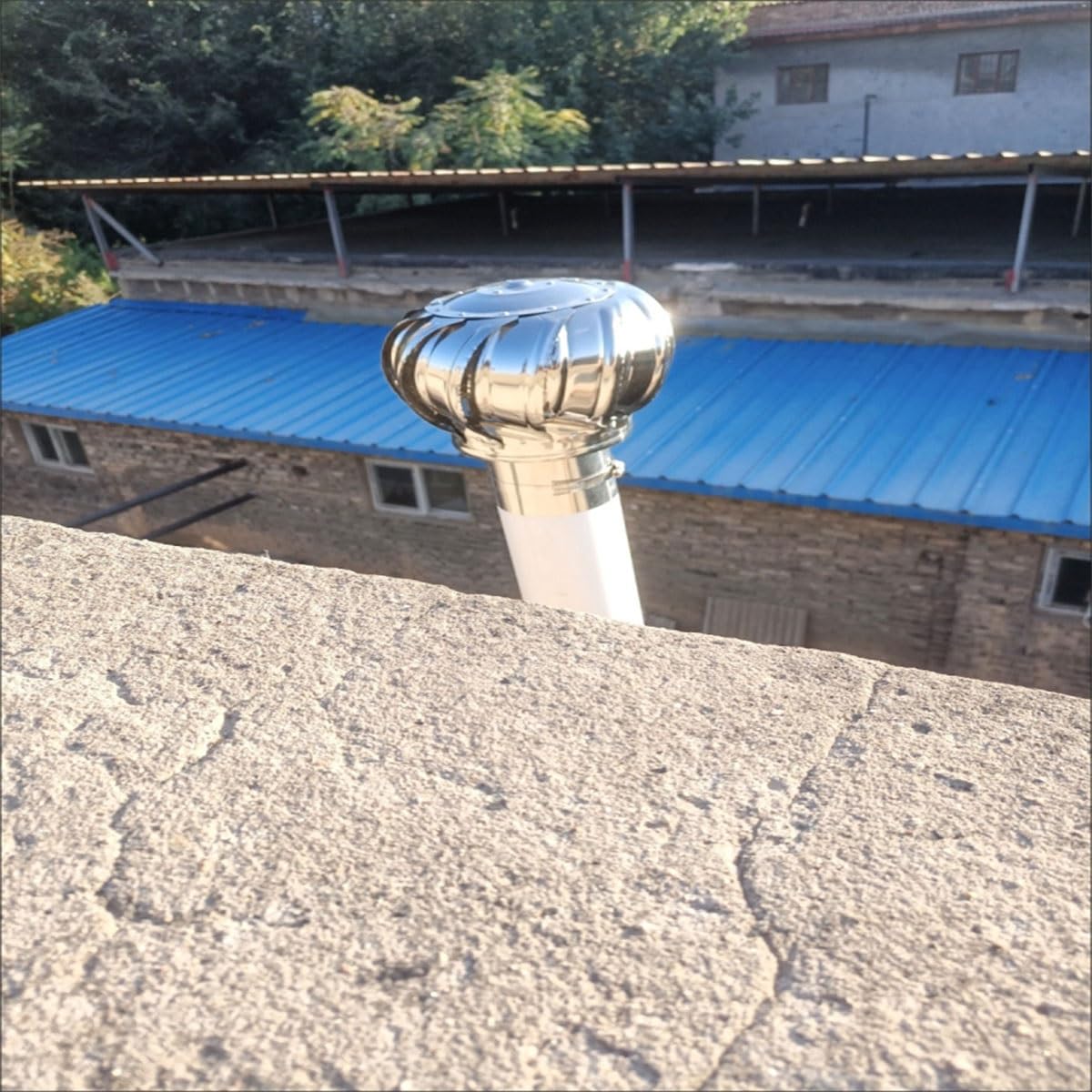 Cappuccio girevole in acciaio senza canna fumaria, copertura per camino ventilato, cappuccio antipioggia per tubo della stufa, cappello per camino resistente alle intemperie, protezione canna fumaria