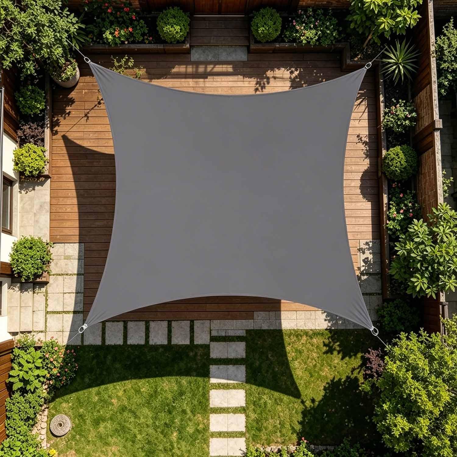 Toile d'ombrage jardin 4x4m pour créer un coin de fraîcheur en terrasse