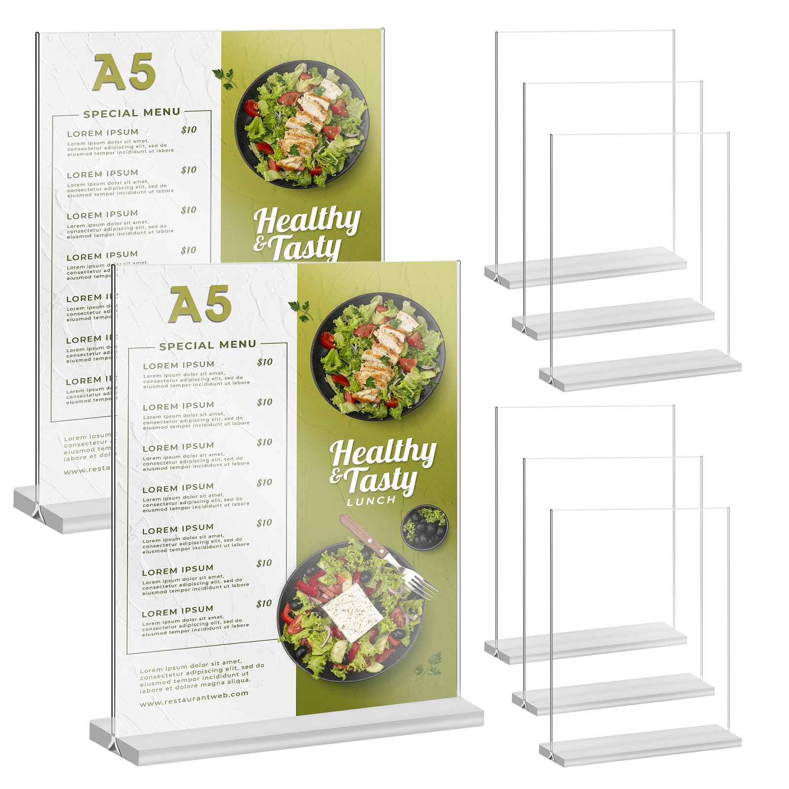 Lot De 6 Présentoirs Table A5 Acrylique Transparent - Support Menu Publicitaire En L