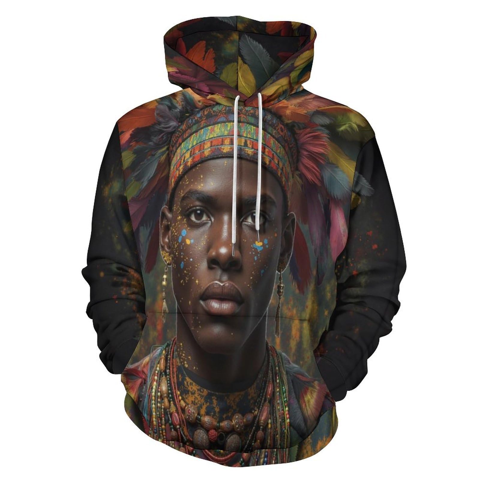 Pull de course décontracté à capuche sweat homme imprimé tribal - 8