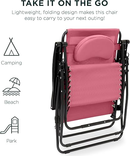 Miniatura 7 de Best Choice Products Silla de gravedad cero de gran tamaño, plegable para patio al aire libre, reclinable, con bandeja de accesorios para portavasos