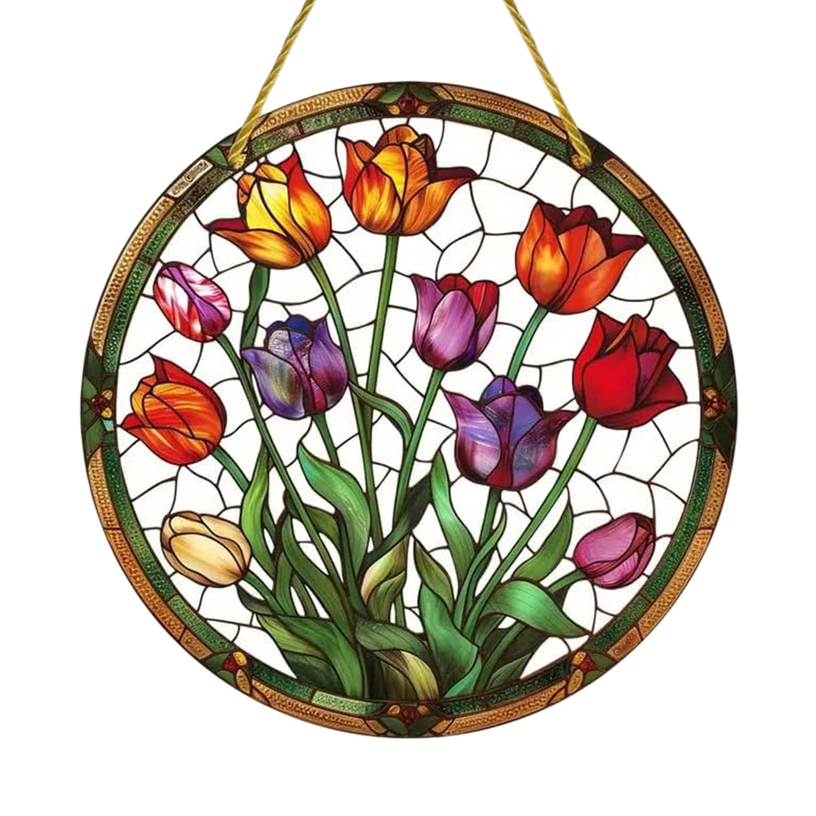Acrylic Stained Glass Suncatcher Tulip Flower Window Hanging Gift Decor