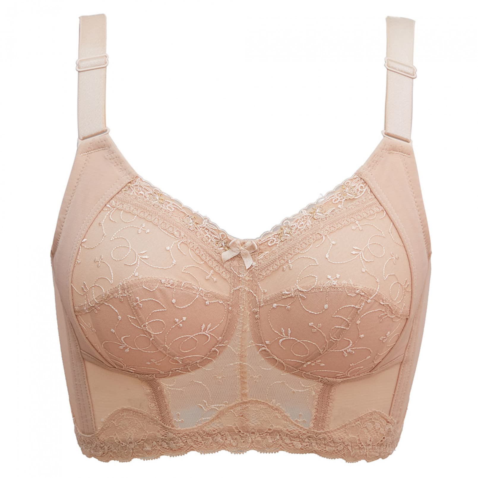 Women's Non-padded Full Coverage No Wire Minimizer Embroidered Bra