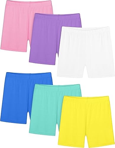 Resinta Paquete de 6 pantalones cortos de ciclismo para niñas, ropa de verano, multicolor